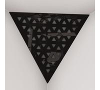 2 Pack - Ceiling Corner Bass Trap "Triangle-F" Triangular Pyramid Acoustic Foam with Perforated Laminated HDF Plate and Fabric | Front Triangle Side: 42cm | [ TRI - Black plastic | Grey ]