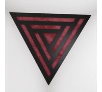 2 Pack - Ceiling Corner Bass Trap "Triangle-F" Triangular Pyramid Acoustic Foam with Perforated Laminated HDF Plate and Fabric | Front Triangle Side: 42cm | [ SCIFI - Black | Burgundy ]