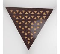 2 Pack - Ceiling Corner Bass Trap "Triangle-F" Triangular Pyramid Acoustic Foam with Perforated Laminated HDF Plate and Fabric | Front Triangle Side: 42cm | [ TRI - Wenge | Gold ]