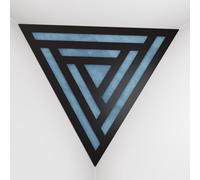 2 Pack - Ceiling Corner Bass Trap "Triangle-F" Triangular Pyramid Acoustic Foam with Perforated Laminated HDF Plate and Fabric | Front Triangle Side: 42cm | [ SCIFI - Black | Blue ]