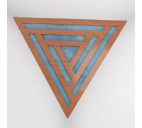 2 Pack - Ceiling Corner Bass Trap "Triangle-F" Triangular Pyramid Acoustic Foam with Perforated Laminated HDF Plate and Fabric | Front Triangle Side: 42cm | [ SCIFI - Cherry | Blue ]