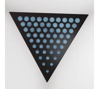 2 Pack - Ceiling Corner Bass Trap "Triangle-F" Triangular Pyramid Acoustic Foam with Perforated Laminated HDF Plate and Fabric | Front Triangle Side: 42cm | [ ROUNDS - Black | Blue ]