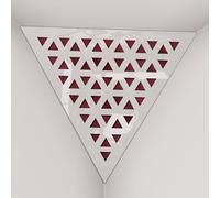 2 Pack - Ceiling Corner Bass Trap "Triangle-F" Triangular Pyramid Acoustic Foam with Perforated Laminated HDF Plate and Fabric | Front Triangle Side: 42cm | [ TRI - White plastic | Burgundy ]