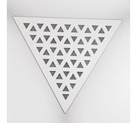 2 Pack - Ceiling Corner Bass Trap "Triangle-F" Triangular Pyramid Acoustic Foam with Perforated Laminated HDF Plate and Fabric | Front Triangle Side: 42cm | [ TRI - White | Grey ]