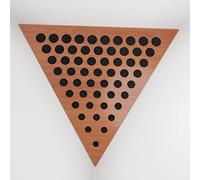 2 Pack - Ceiling Corner Bass Trap "Triangle-F" Triangular Pyramid Acoustic Foam with Perforated Laminated HDF Plate and Fabric | Front Triangle Side: 42cm | [ ROUNDS - Cherry | Black ]