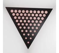 2 Pack - Ceiling Corner Bass Trap "Triangle-F" Triangular Pyramid Acoustic Foam with Perforated Laminated HDF Plate and Fabric | Front Triangle Side: 42cm | [ ROUNDS - Black | Rose ]