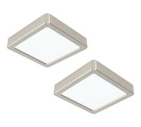 Set Of 2 Modern Satin Nickel Ceiling Lights - 160mm Square Surface Mount 10.5W Led 4000K