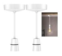 2 Pack Ceiling Pendant Light Fitting with E27 Lamp Holder, 7.5 Inch White Ceiling Rose,Large Screw Bulb Holder for Light Fixtures, Ideal for Kitchen Island, Living Room,Bedroom,