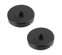 2 Pack Ceiling Rose Light Fitting Metal Black Cover Plate Canopy - E27 Screw Pendant Lamp Holder - 10cm Diameter x 2.5cm Height - Black Base for Hanging Lights - Ideal for Pendant Lights & Chandeliers