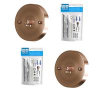 2 Pack Ceiling Rose Pendant Cable Grip Flex Clamp Plate for Light Fitting 100mm Metal Antique Brass Finish Canopy Kit with Accessories Choose Hanging Lamp Multi Colour (Copper) [Energy Class A]