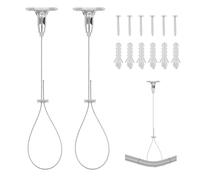 2 Pack Ceiling Shower Curtain Rod Support Kit, 150cm/59.06 Inch Adjustable Closet Rod Support Brackets Holders Durable Wardrobe Pipe Bracket for Curved Straight L/U-Shaped Bars