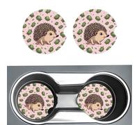 2 Pack Ceramic Car Coaster for Cup Holders Cartoon Hedgehog Non-Slip Automotive Cup Mat Universal Absorbent Cup Pad