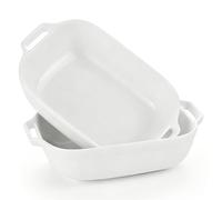 2 Pack Ceramic Soup Bowls with Handles - 17.6oz Deep 6.8 Inch Bowls,Lasagne Dishes For Oven, Microwave & Dishwasher Safe,Individual Serving Bowls with Heat Resistant Handles for Pie,Casserole,Lasagne