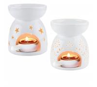2 Pack Ceramic Tealight Candle Holder Oil Burner, Essential Oil Burners,Lovely Aromatherapy Aroma Burner Ceramic Lamp Diffuser Candle Tealight Holder Home Bedroom Decor