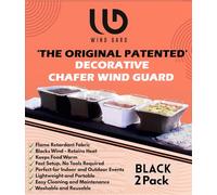 2 Pack Chafer Wind Guard | Decorative Chafing Dish Wind Guard | Flame Retardant Spandex Chafer Stand Cover for Indoor & Outdoor Buffet, Catering, Party, Weddings, Events | Washable Reusable | Black