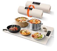 2 pack Chafing Dishes Food Warming Mat Electric Silicone Heating Pad with Adjustable Temperature Control Portable Heat-Resistant Mat for Dining Tables Parties Buffets (Beige)