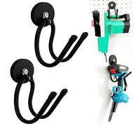 2 Pack Chainsaw Organizer Holder,Heavy Duty Garage Magnetic Hook,RV Workshop Tool Box Storage Magnet Hook,Garden Power Tool Hanger,Utility Strong Tool Storage Rack with Anti-Slip Coating