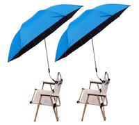 2 Pack Chair Umbrella for Sun Lounger with Clamp, UPF 50+ UV Black Coating Sun Umbrella for Garden Chair, 170D Water-Resistant Fabric Folding Sun Shade for Beach Chair Camping Chair Fishing Chair