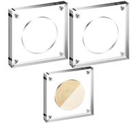 2 Pack Challenge Coin Display Holder Case Square Shape Acrylic Coin Display Frame for Collectors Military Challenge Coin Antique Coin (1.75 Inch)