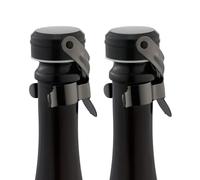 2 Pack Champagne Wine Stopper Stainless Steel with Food Grade Silicone, Leak Proof and Bubble Retaining Saver Keeps Wine Champagne Fresh,Suitable for All Standard Size Wine Sparkling(MetalBlack
