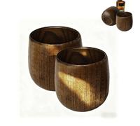 2 Pack Charred Wooden Bourbon Drinking Glass, Vintage Wood Bourbon Whiskey Glass, Rustic Whiskey Tumbler, Sour Date Wood Cup, Old Fashioned Whisky Cup for Men, Dad