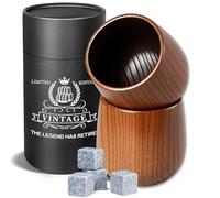 2 Pack Charred Wooden Whiskey Glasses - 10 Oz Bourbon Tumblers for Men with Burnt Interior - Old Fashioned Cocktail Cups - Gifts for Dad, Men, Brother, or Whiskey Lovers