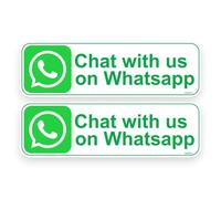 2 Pack - CHAT WITH US ON WHATSAPP 14cm Or 20cm Self Adhesive Stickers - Work Van Shop Office Sign Graphics Advertising Sign Writing Decal SG078 (14cm x 4cm)