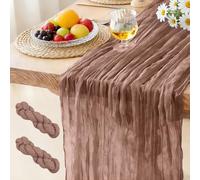 (2 Pack) Cheesecloth Table Runner Dusty Pink, 300 x 90 CM Bohemian-style Gauze Rustic Gauze Fabric Tablecloth for Wedding, Parties, Christmas and New Year's Eve Table Decoration