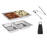 2 Pack ChefQ Full Size 2.5 Deep Inch Divider Food Pan Perfect Fit For a 8qt Chafing Dish - Anti-Jam Stainless Steel Steam Table/Sectional Hotel Pan