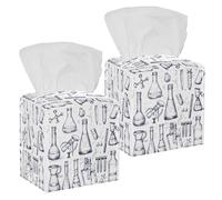2 pack Chemistry doodle set (1) Tissue Box Cover - Tissue Box Holder, Decorative Tissue Box for Vanity Toilet Tank Dresser Night Stand Table Countertop Office Car