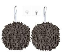 2 Pack Chenille Hand Towels,Kitchen Hand Towels Hanging,Bathroom Hand Towels with Loops,Quick Dry Hand Bath Towel,Soft Absorbent Microfiber Hand Towels (2 Grey)