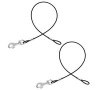2 Pack Chew Proof Dog Leash Extension Metal Cable Lead, Heavy Duty Leash Non-Tangle Connect Leash for Any Leash & Collar & Harness, Black Dog Leash Extender
