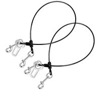 2 Pack Chew Proof Metal Dog Cable Lead, No Tangle Dog Leash Extender Leads for Small Medium Dogs Collar Harness (Double Hook)