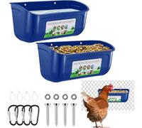 2 Pack Chicken Duck Sheep Feeders Trough - 5 Quart Blue Poultry Feeder & Waterer for Chickens, Ducks, Rabbits, Goats, Piglets & Turkeys
