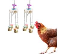 2 Pack Chicken Enrichment Toys with Colourful Decorations & Bells - Pecking Toys for Coop Entertainment | Poultry Accessories for Chickens, Hens, Ducks & Geese