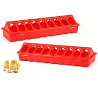 2 Pack Chicken Feeder 18 Hole, Plastic Poultry Feeder Trough with Flip-Top Design, Chick Feeding Dispenser for Pigeon, Quails, Duckling Birds, Duck, Chicken and Backyard Farm(18 Hole)