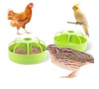 2 Pack Chicken Feeder Poultry Food Dispenser, 8 Lattice Plastic Water Feeder for Small Poultry Chicken Duck Pigeon Quail Bird, Round Base Design