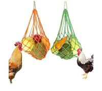 2 Pack Chicken Vegetable String Bag Poultry Fruit Holder Feeder Feeding Tool with Hook Treat for Hens Chicken Coop Toy for Hen Goose Duck