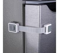 2-Pack Child Proof Fridge Lock with Adhesive - Adjustable Baby Proofing Straps - Refrigerator Lock for Kids - Freezer Latch to Keep Door Closed - for Toddlers, Cats, & Dogs - Universal Compatibility