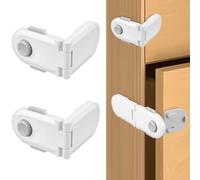 2 Pack Child Safety Cabinet Locks, Premium Baby Proofing Locks with Strong Adhesive, Easy Installation No Tools Required Child Locks for Kitchen Cupboard, Drawer Door, Fridge