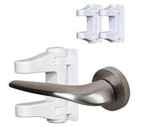 2-Pack Childproof Door Lever Locks - No-Drill Door Handle Safety Locks with 3M Adhesive,Easy Installation,Tool-Free,Ideal for Baby-Proofing Cabinets and Doors(White)