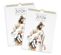 2 Pack Christian Bible Stories 2026 Calendar,12 Months Jesus Wall Calendar,Bible Verse Hanging Planner,Art Inspirational Planner Religious Home Decor