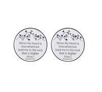 2 Pack Christian Bible Verse Pins - “When My Heart Is Overwhelmed Lead Me to the Rock That Is Higher Than I” Psalm 61:2 Inspirational Religious Lapel Pins, Metal Alloy