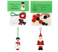 2 Pack Christmas Button Decorations Kit, Santa Claus and Snowman, Christmas Crafts for Adults, DIY Christmas Buttons, Make Your Own Christmas Decorations, Christmas Craft Kits, 2.99x1.97 Inches