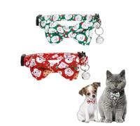 2 Pack Christmas Cat Bow Collar with Bell - Adjustable Red & Green Checkered Pet Collar, Safe Quick Release, Suitable for Cats and Small Dogs (Red+Green)