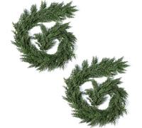 2 Pack Christmas Cedar Pine Cypress Vines Faux Evergreen Cascade Garland for Indoor Outdoor Table Stairs Winter Decoration (6 ft)