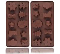 2 Pack Christmas Chocolate Mould Set - 10 Cavity Silicone Non-Stick Mold (Gingerbread Man, Santa, Tree, Snowflake, Star) for DIY Baking, Candy, Fondant, Cake Decorations UK
