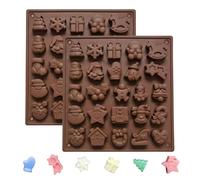 2 Pack Christmas Chocolate Moulds, 2 X 25-Cavity Xmas Silicone Non-Stick Chocolate Mould for DIY Baking, Candy Jelly Mould Pudding Fondant Decoration Cake Chocolate Christmas Decorations Xmas Party