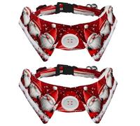 2 Pack Christmas Gnome Dog Collars Bowtie with Shirt Collar Adjustable Pet Cats Puppies Necktie for Small Girl Boy Dog Wedding Birthday Gift