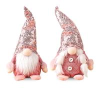 2 Pack Christmas Gnomes Set,Pink Sequin Christmas Gnomes Plush,Christmas Gnome Decorations,Handmade Swedish Tomte Santa Scandinavian Figurine Nordic Plush Elf Doll Gnome, Xmas Tabletop Ornaments